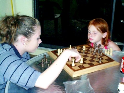 Sammy and amanda playing chess